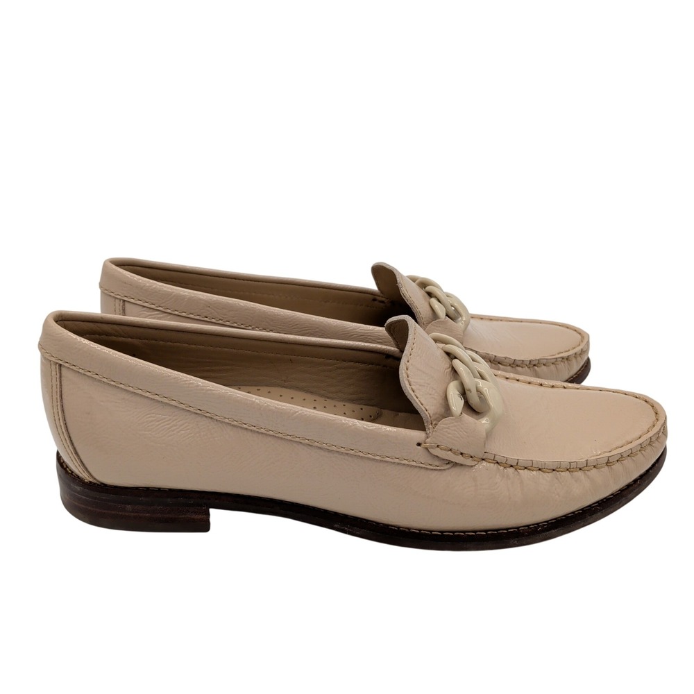 Wirth Authentic Mocassin Beige Leather Chain Link Loafers Size 40 Made in Brazil